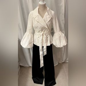 Teri Jon white silk blouse NWT
